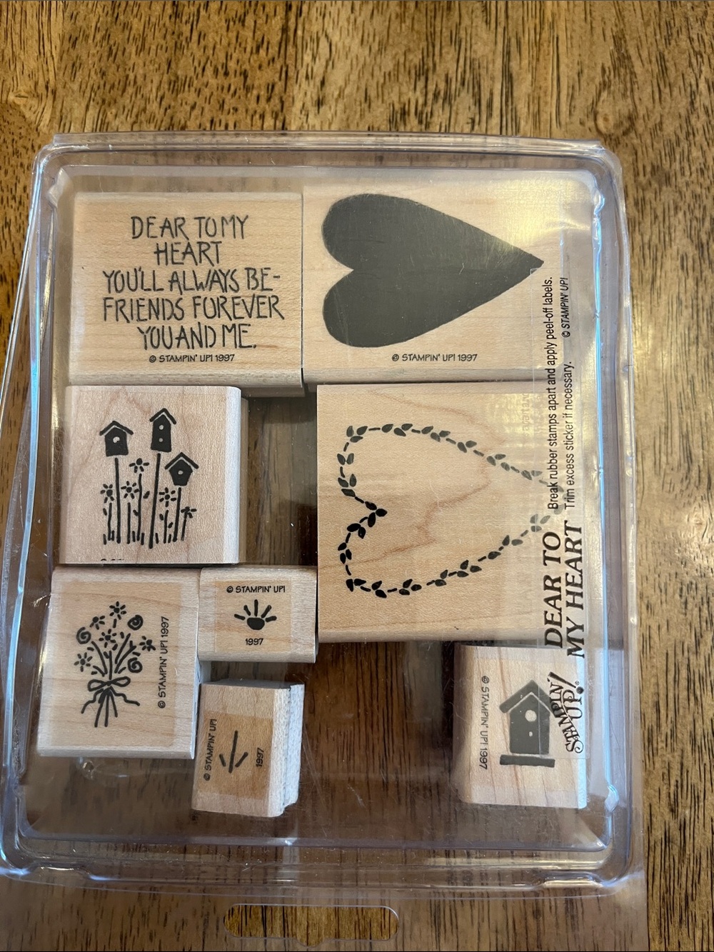 VTG 1997 Stampin' Up! "Dear To My Heart" Wood Rubber Stamp Set (8 Stamps)